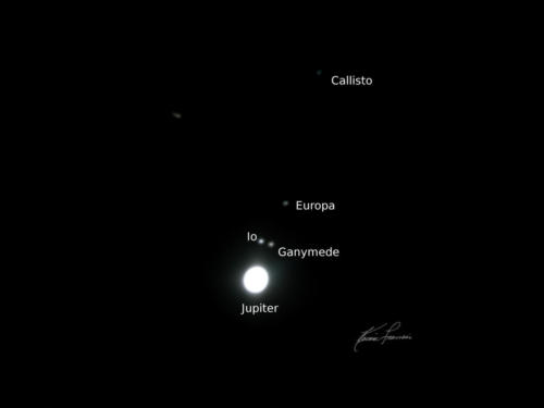 Jupiter April 2018 4 Moons plus 1